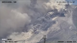 Merapi Volcano Eruption  Huge Pyroclastic Flows  March 11 2023 Time Lapse [upl. by Ferreby]