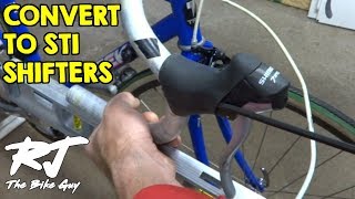 How To Convert From Downtube Shifters To STI Shifters Brifters On Vintage Bike [upl. by Sokram]