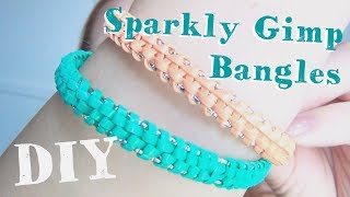 DIY Sparkly Gimp Bangles ♥ Plastic Lace Boondoggle Jewelry [upl. by Llehctim]