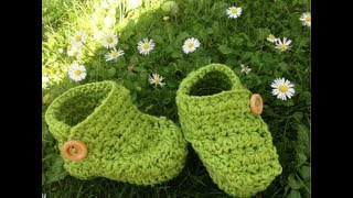 Babyschuhe mit Knopf häkeln  Anleitung Babystiefel by BerlinCrochet  Teil 4 Linke Oberseite [upl. by Yenoh]