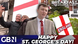 Im PROUD to be English  St Georges Day is here and Nottingham unveils BIGGEST flag in England [upl. by Aljan]