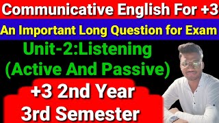 Communicative EnglishUnit 2SEC1Listening Active and Passive3 2nd Year Important Long Question [upl. by Clyde959]