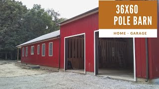 POLE BARN House tour 36x30 and 36x50 Garage interesting layout and stick frame GarageTiffin Ohio [upl. by Marabelle]