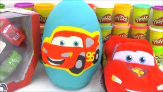 Disney Cars Giant Playdoh Surprise Egg with Big Hero 6 Minecraft Toys and More [upl. by Coriss]