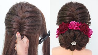 most beautiful bridal juda hairstyle at home  messy low bun hairstyle [upl. by Valeria]