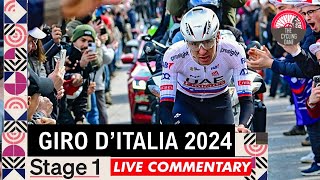 Giro dItalia 2024 Stage 1 LIVE COMMENTARY  Can Anyone Stop Tadej Pogacar Taking the Maglia Rosa [upl. by Norton62]