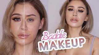 BADDIE MAKEUP TUTORIAL FOR SUMMER GLOWING SKIN [upl. by Dnalra]