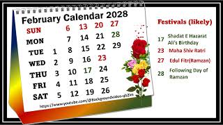 February Calendar 2028 februarycalender2028 [upl. by Ylicic]