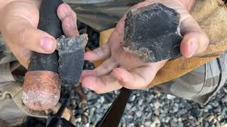 Flint Knapping problem rock 101 archaic point from basanite river cobble Pennsylvania stone [upl. by Milone]