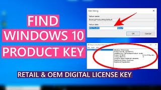 How To Find Windows 10 Product Key  Retail amp OEM Digital License Key [upl. by Ycrep]