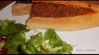 Pide mit Hackfleisch SpinatFeta Rezept  Kiymali Pide Ispanakli Pide tarifi  türkisch [upl. by Shell]