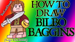 How To Draw Bilbo Baggins from Lego The Hobbit amp Lord of the Rings ✎ YouCanDrawIt ツ 1080p HD [upl. by Prouty]