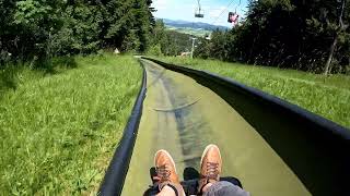 Sommerrodelbahn Hohenbogen Rodelbahn Bayern klassische Rodelbahn summer toboggan run onride [upl. by Nealson]