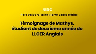 Témoignage de Mathys étudiant de deuxième année de LLCER Anglais UBO Quimper [upl. by Kleper14]