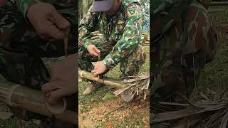 EP1  Bushcraft CAMPING Builidng Bamboo House Shelter in RainStorm survival bamboohouse [upl. by Nisotawulo]