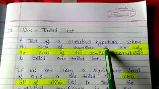 Hypothesis Twotailedtest and Onetailedtest [upl. by Amiaj]