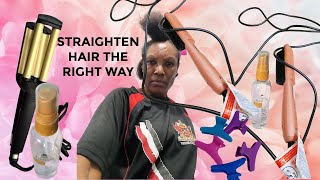 HOW TO STRAIGHTEN 4C HAIR WITH KISS STRAIGHTENING HOT COMB [upl. by Akived9]