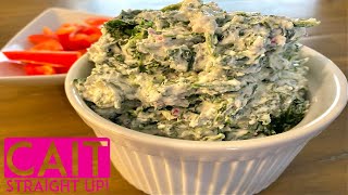 Greek Yogurt Spinach Dip Recipe  Cait Straight Up [upl. by Eidnarb]