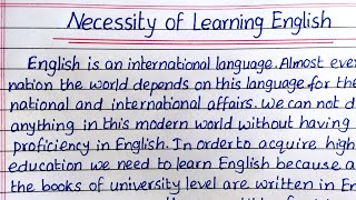 Necessity of Learning English  ParagraphEssay Writing in English LetsWriteinEnglish [upl. by Eenad592]