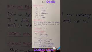 BSc 5th semester Obelia zoology notes 📖🖊️ trending short video study [upl. by Josias]