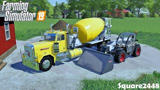 Concrete Day  New Cement Mixer  Bobcat  Day 2  Building Garage  Construction  FS19 [upl. by Parsifal]