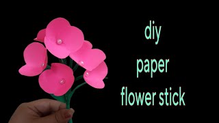 Diy paper flower stickpaper flower makingpaper flower craft [upl. by Leumas]