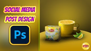 Social media post design tutorial Photomontage lemon tea photoshop photomontage [upl. by Maureene]