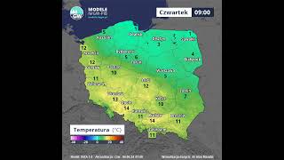 Prognoza temperatury powietrza Czwartek 4042024 na 8 godzin Model INCA short pogoda [upl. by Aiclid]