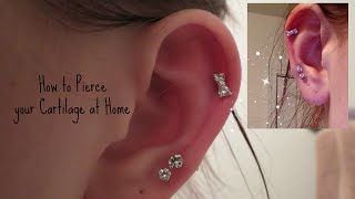 How I Pierced my Cartilage at Home Safely  Alyssa Nicole [upl. by Ynnatirb]