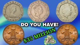 TOP 5 MOST VALUABLE UK 2 PENCE AND 20 PENCE COINS BIG MONEY MILLION OF DOLLARS [upl. by Siramad]