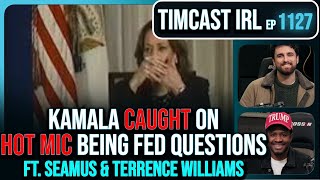 Kamala CAUGHT On Hot Mic Being FED Questions Trump WINS The Odds wTerrence Williams  Timcast IRL [upl. by Ahseiyn975]