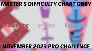 MDCO Masters Difficulty Chart Obby  November 2023 Pro Challenge [upl. by Kassab]