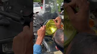 Smoke headlight Royal Enfield Himalayan yellow vinyl film smoke headlight tint smoke yellow light [upl. by Stalder]