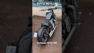 Baffle install in straight piped exhaust  Kawasaki VN750 [upl. by Eupheemia]