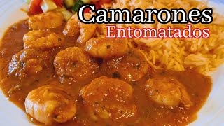 CAMARONES ENTOMATADOS  LA RECETAS MAS SABROSA [upl. by Ahsinar]