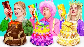 RICH VS POOR COOKING CHALLENGE  Delicious Cake Decoration Ideas by 123 GO FOOD [upl. by Adala]