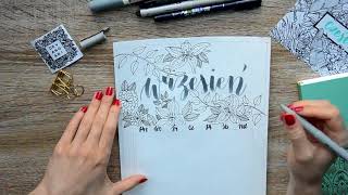 Planner miesiąca do druku wklejka do Bullet Journal  wrzesień 2017  Speed drawing [upl. by Acinaj]