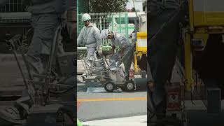 White Lines linemarking roadwork heavymachinery painting hotpaint workman tokyo japan [upl. by Holladay]