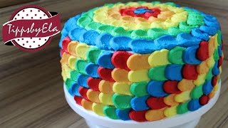 Regenbogen Torte aus Sahne selber machen Anleitung Deutsch Bunte Torte Kinder Geburtstagstorte [upl. by Jenette]