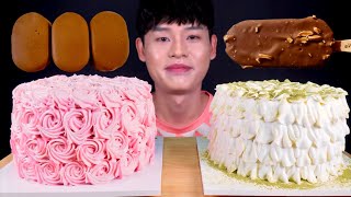 ASMR 크림폭탄케이크🍰 딸기크림케이크 생크림케이크 매그넘 티코 초코아이스크림 먹방 Cream Cakes With Chocolate Ice cream MuKBang [upl. by Ititrefen106]