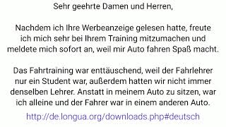 B2 Prüfung Texte schreiben deutsch telc subscribe Beschwerde Fahrtraining Hotel Beschwerde [upl. by Neicul]