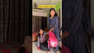 Watch till end  Kids on Rainy days  Mahi Tiwari rainyday rainyseason shorts [upl. by Annairt]