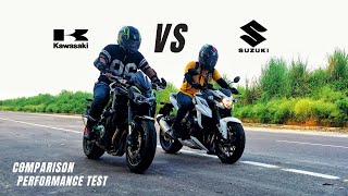 Kawasaki Z900 Vs Suzuki GSXS750 Comparison  Performance Test  Ksc Vlogs [upl. by Neibart]