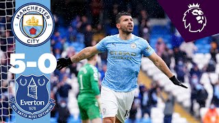 AGUERO FAIRYTALE AT THE ETIHAD  Man City 50 Everton Highlights [upl. by Ihtraa303]