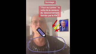 Sondage quot pour ou contre quot le vote de la Motion de censure du gouvernement Barnier par le RN [upl. by Pani982]