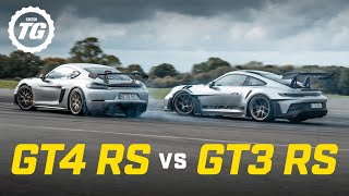 Porsche 911 GT3 RS vs Cayman GT4 RS Definitive Track Test  Top Gear [upl. by Naeerb]