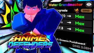 Showcasing NEW Raid Unit Water Grandmaster EVO In Anime Defenders Update 2 [upl. by Latyrc943]