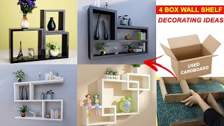 4 Cardboard box wall shelf decorating ideas  DIY wall shelf decor  Easy Crafts [upl. by Allie960]