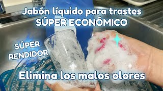 Jabón líquido para trastes súper económico  Elimina los malos olores Súper rendidor [upl. by Enyamrahs]