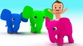 Baby Riding on Elephant Cartoon to Learn Colours With Animals  3D Kids Toddler Videos [upl. by Orual]